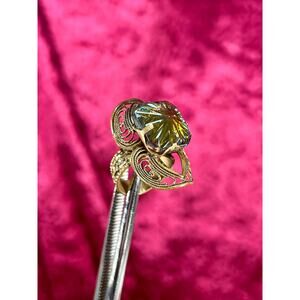 VTG Jewelry Adjustable Cocktail Ring Brass Aurora Borealis Crystal West Germany